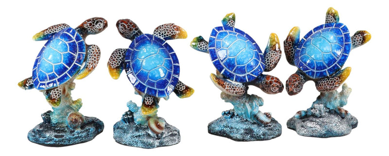 Colorful Coastal Ocean Marine Sea Turtle Tortoise Miniature Figurines Pack Of 12