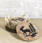 Rustic Western Forest Deer Antlers With Tree Rings Coasters And Holder Set