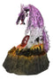 Metallic Purple Silver Volcano Dragon Mother Guarding LED Lighted Egg Figurine