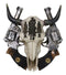 Rustic Western 3 Cowboys On Horses Cow Skull With Dual Pistols Wall Decor Plaque