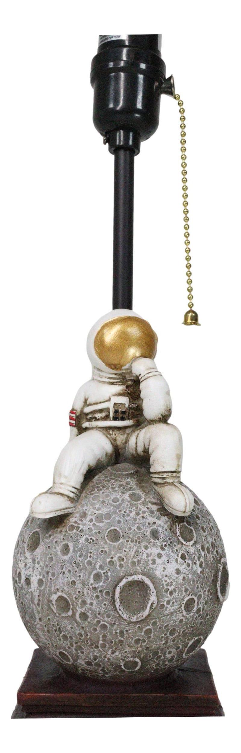 Deep Space Exploration Astronaut Landing On Cratered Moon Desktop Table Lamp