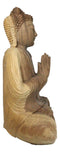 Acacia Wood Large Meditating Buddha Gautama Amitabha In Prayer Statue 21"H