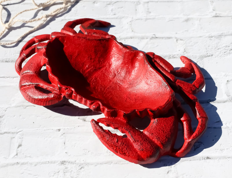 Cast Iron Marine Sea Red King Crab Trinket Coins Jewelry Tray Dish Decor