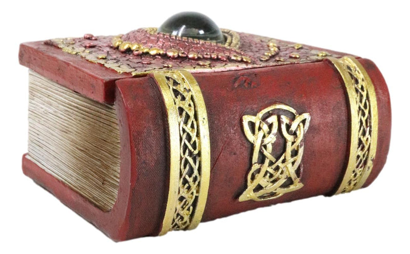 Celtic Knotwork Eye Of The Dragon With Scales Red Trinket Book Box Figurine