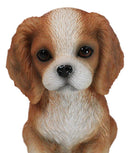 Adorable Tricolor Cavalier King Charles Spaniel Puppy Dog Breed Figurine 6"L