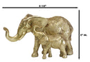 Royal Gold Mandala Ornate Design Elephant and Calf with Trunks Up Figurine