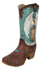 Western Turquoise Heart Cross Angel Winged Cowgirl Faux Leather Boot Vase Decor