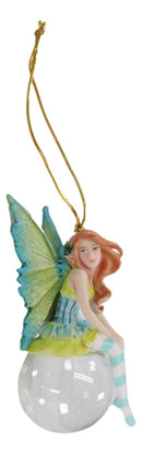 Green Clover Bubble Rider Fairy Hanging Ornament Amy Brown Holiday Collection