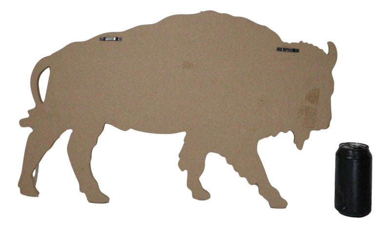 Western Bison Buffalo With Forest Silhouette Wooden Plank Cutout Wall Decor