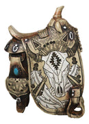 Western Country Cowboy Navajo Tribal Indian Cow Skull Horse Saddle Figurine