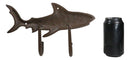 Pack Of 2 Cast Iron Rustic Nautical Marine Great White Shark Double Wall Hooks