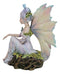 Sitting Elf Pixie Air Wind Elemental Fairy in Ethereal Rainbow Dress Figurine