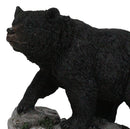 Rustic Wildlife Forest Black Bear Walking On River Rock Steppes Figurine