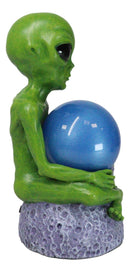 Outer Space UFO ET Roswell Alien Holding Sandstorm Earth Globe Ball Figurine