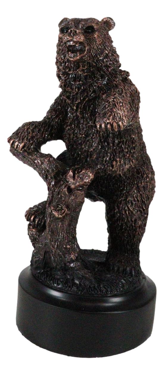 Wall Street Standing Grizzly Bear Statue Bronze Electroplated Resin Figurine