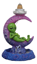 UFO Green Roswell Alien Sleeping On Crescent Crater Moon Backflow Incense Burner