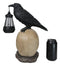 Ebros Edgar Corvus Raven Perching On Rose Skull Statue With Solar LED Lantern Light