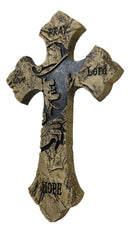 Rustic Western Faux Stone Pray Love Lord Hope Cowboy Christian Wall Cross Decor