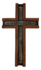 Rustic Western Wood Grain Pattern With Grey Silver Motif Faux Wooden Wall Cross