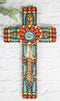 Rustic Southwestern Tribal Chic Feather With Colorful Floral Motifs Wall Cross