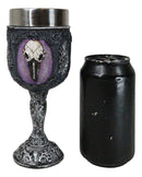 Gothic Cameo Raven Crow Skull Tribal Knotwork With Blooming Roses Wine Goblet