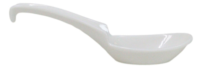 Contemporary White Melamine Asian Soup Spoons With Ladle Hook & Notch Set Of 6