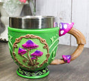 Wicca Whimsical Magic Mushrooms Fungus Forest Green Tea Cup Mug With Handle