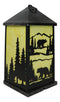 Rustic Black Bear Scenic Forest Mountains Electric Metal Wall Or Floor Lantern