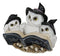 Arctic White Snow Owls With Witch Hats And Triple Moon Magic Spellbook Figurine