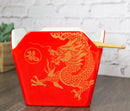 Oriental Longwei Dragon King Takeout To Go Box Serving Bowl With Chopsticks Set