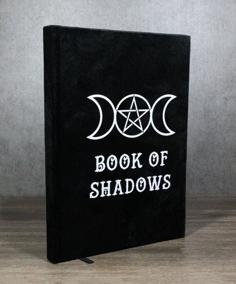 Book of Shadows Triple Moon Pentagram A5 Lined Pages Velvet Cover Journal Book