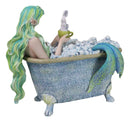 Amy Brown Aquamarine Pretty Mermaid Relaxing And Bubble Bathing in Tub Figurine