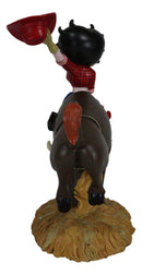 Wild West Country Cowgirl Betty Boop With Red Hat Riding A Toro Bull Figurine