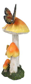 Enchanted Fairy Garden Yellow Toadstool Mushrooms Monarch Butterflies Figurine