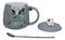 Grey Calico Cat Love Music Coffee Mug Cup With Spoon And Kitten Knob Lid 15oz