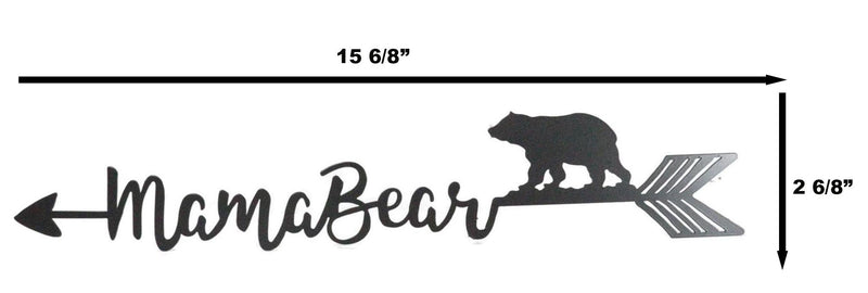 Set Of 2 Rustic Forest Mama Bear With Arrow Silhouette Word Art Wall Sign 15"L