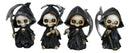 Ossuary Macabre Whimsical Skeleton Chibi Grim Reapers With Scythes Figurines Set