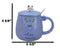 Blue Calico Cat Love Star Coffee Mug Cup With Spoon And Kitten Knob Lid 15oz