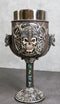 Valhalla Viking Warlord Skull Dragon Longship With Rune Symbols 6oz Wine Goblet