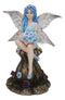 Blue Pansy Flower Fairy With Butterfly Wings Sitting On Mushroom Figurine 7"H