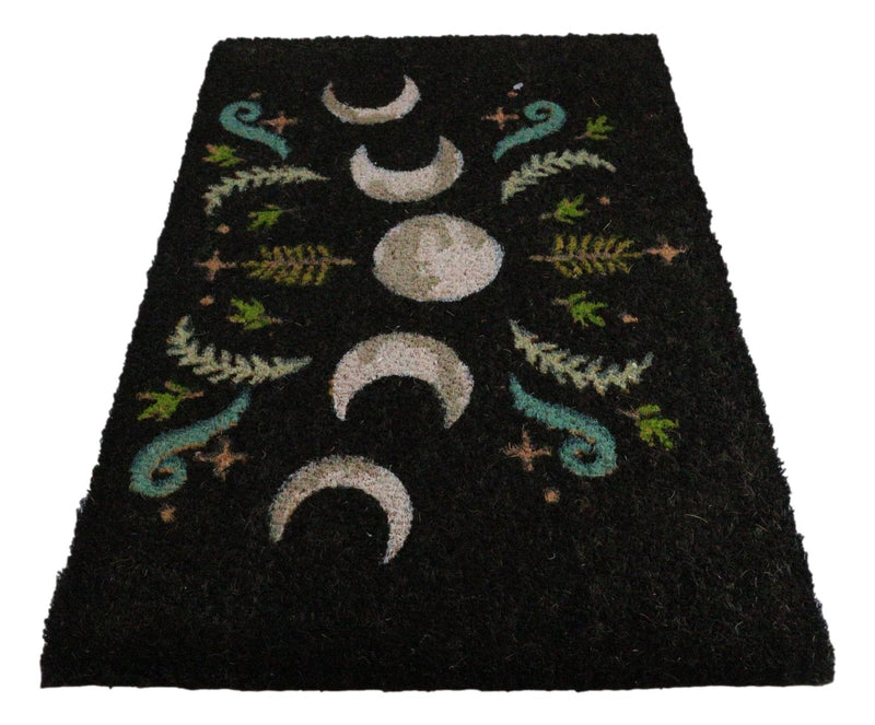 Dark Forest Moon Phase Wiccan Black Coir Coconut Fiber Floor Mat Doormat