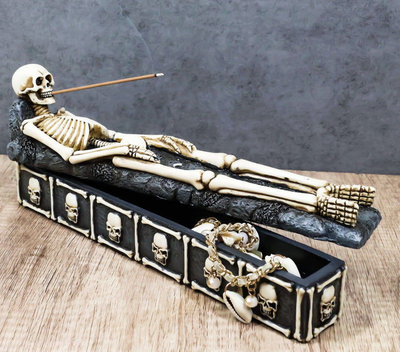 Bone Chilling Skeleton Rest In Peace Tomb Graveyard Incense Stick Holder And Box