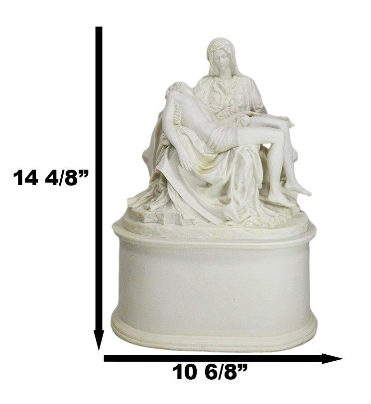 Ebros Gift White Catholic La Pieta Cremation Urn Devotional Figurine 14.75"Tall 300 Cubic Inches Capacity Bottom Load Feature