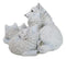 Winter Snow White Albino Wolf Mother at Repose with 4 Cubs Family Figurine