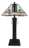 Frank Lloyd Wright Mission Style Pyramid Translucent Glass Side Table Lamp Decor