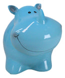 Whimsical Pastel Blue Pachyderm Rhino Money Coin Savings Piggy Bank Figurine