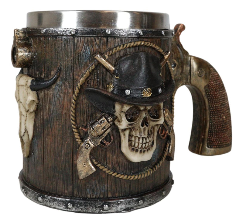 Rustic Western Wild West Captain Sheriff Cowboy With Cow Skull Coffee Mug Cup