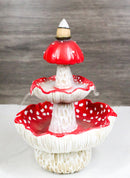 Enchanted Fairy Garden Red 3 Tiered Toadstool Mushrooms Backflow Incense Burner