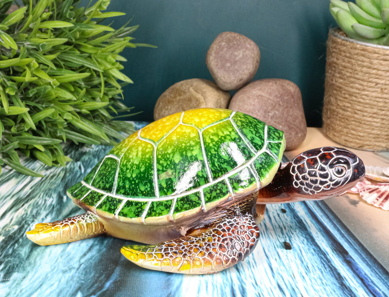 Nautical Ocean Green Giant Sea Turtle Swimming Bobblehead Figurine Tortoise