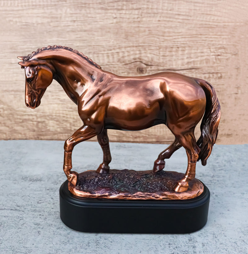 Hanoverian Mare Horse Walking The Pasture Bronze Electroplated Figurine Statue